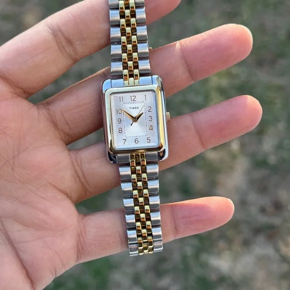 Timex Silver and Gold Rectangular Women's Addison 25mm Watch - Picture 7 of 10